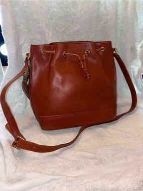 Valentino Garavani Tan Leather Drawstring Bucket Bag Authentic